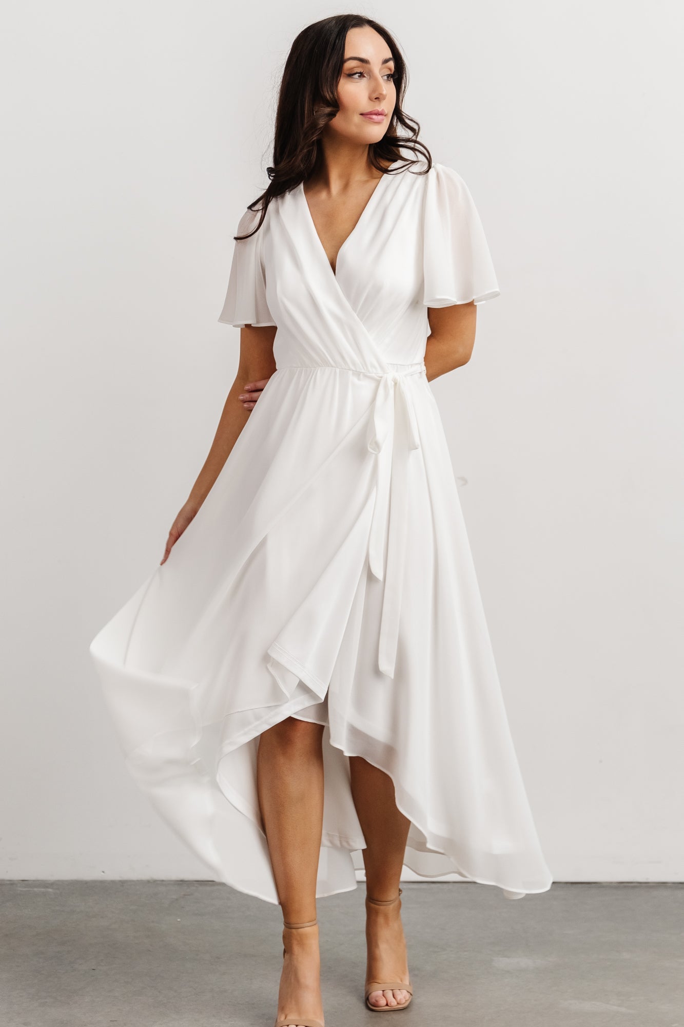 white wrap dress